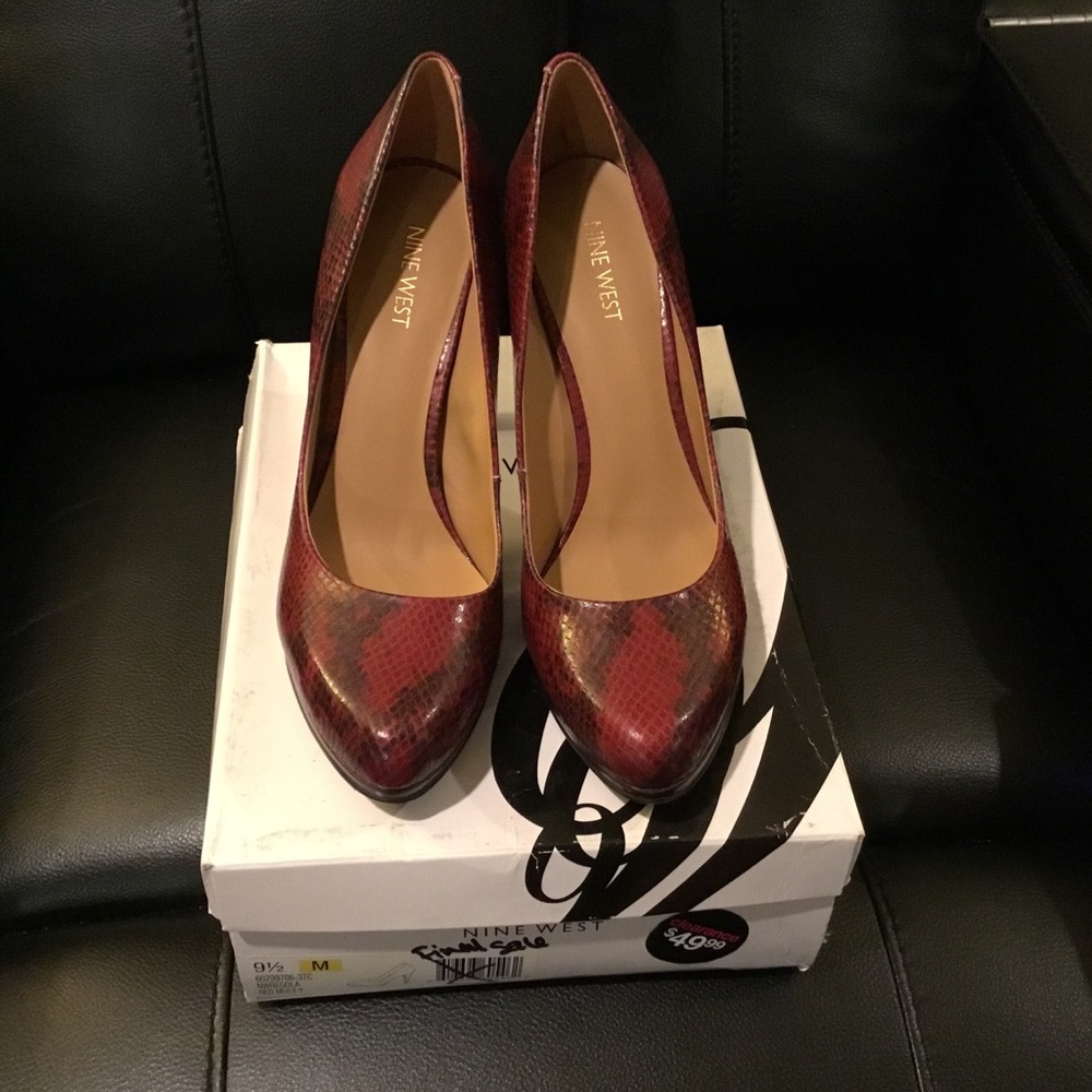 Nine West Snake Skin Print Platform Pumps